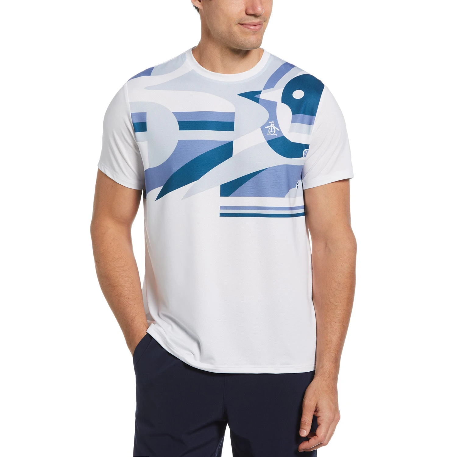 Original Penguin Colour Block Abstract Print Performance Tennis T-Shirt In Bright White(Color Block Abstract Print Performance Tennis Tee White O1kfe007gg 118) 1 Original Penguin Colour Block Abstract Print Performance Tennis T-Shirt In Bright White(Color Block Abstract Print Performance Tennis Tee White O1kfe007gg 118)