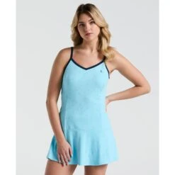 Original Penguin Women's Floral Jacquard Tennis Dress In Castaway(Womens Floral Jacquard Tennis Dress Blue O1dsf025gg 445)