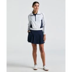 Original Penguin Women's Cropped 1/4 Zip Colour Block Tennis Jacket In Bright White(Womens Cropped 14 Zip Colour Block Tennis Jacket White O1jsf002gg 118) -Original Penguin Outlet O1JSF002 118 alt3