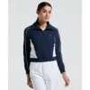 Original Penguin Women's Cropped 1/4 Zip Colour Block Tennis Jacket In Black Iris(Womens Cropped 14 Zip Colour Block Tennis Jacket Blue O1jsf002gg 417)