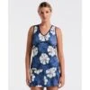 Original Penguin Women's Fuji Floral Tennis Tank Top In Black Iris(Womens Fuji Floral Tennis Tank Top Blue O1kff016gg 417)