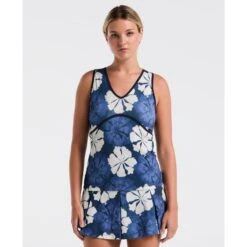 Original Penguin Women's Fuji Floral Tennis Tank Top In Black Iris(Womens Fuji Floral Tennis Tank Top Blue O1kff016gg 417)