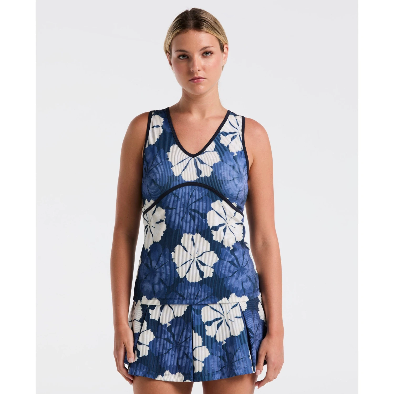 Original Penguin Women's Fuji Floral Tennis Tank Top In Black Iris(Womens Fuji Floral Tennis Tank Top Blue O1kff016gg 417) 1 Original Penguin Women's Fuji Floral Tennis Tank Top In Black Iris(Womens Fuji Floral Tennis Tank Top Blue O1kff016gg 417)