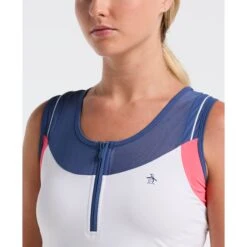Original Penguin Women's Colourblock Tennis Tank Top In Bright White(Womens Colourblock Tennis Tank Top White O1kff018gg 118) 6 Original Penguin Women's Colourblock Tennis Tank Top In Bright White(Womens Colourblock Tennis Tank Top White O1kff018gg 118) -Original Penguin Outlet O1KFF018 118 alt2