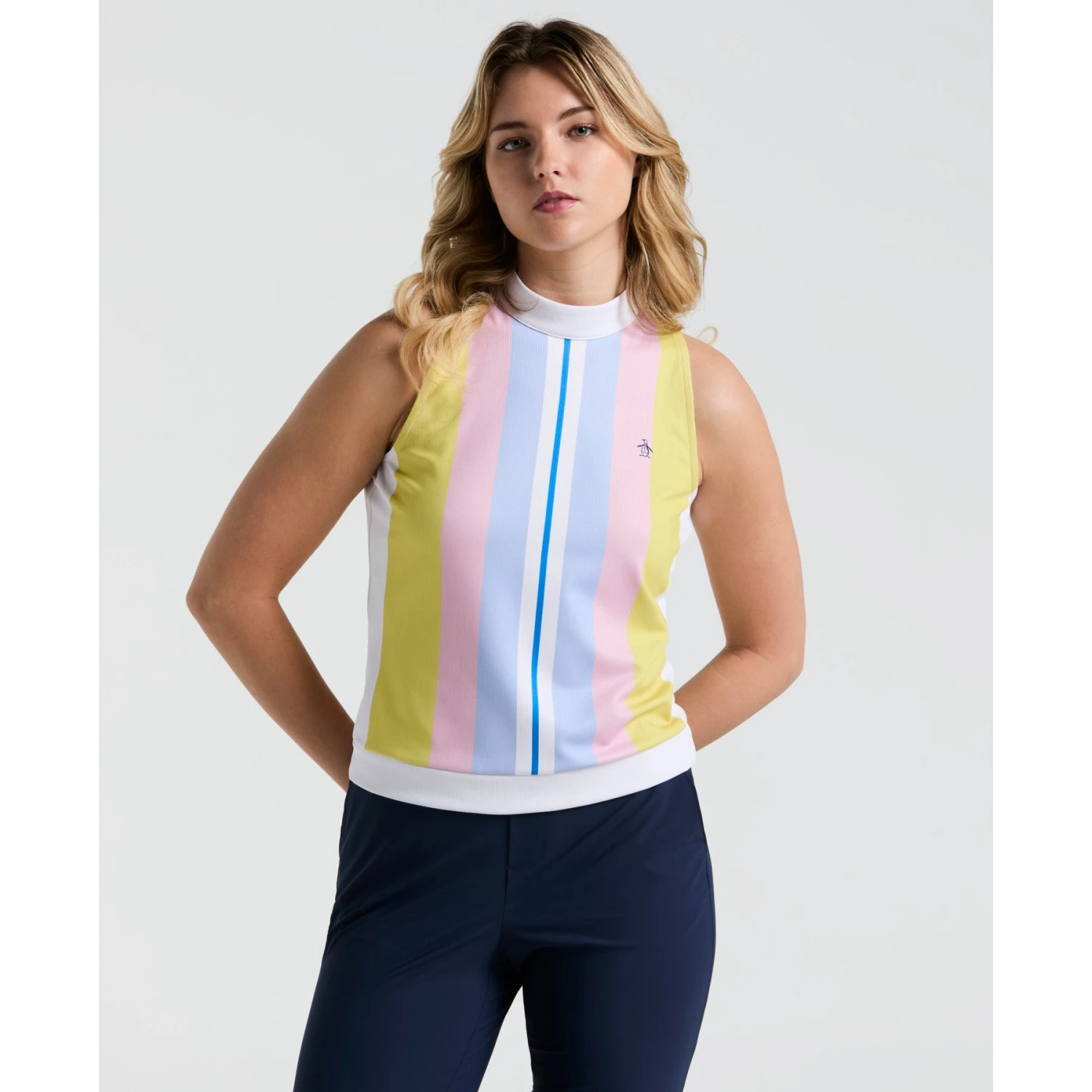 Original Penguin Women's Tennis Striped Ribbed Tank Top In Bright White(Womens Tennis Striped Ribbed Tank Top White O1ksf027gg 118) 1 Original Penguin Women's Tennis Striped Ribbed Tank Top In Bright White(Womens Tennis Striped Ribbed Tank Top White O1ksf027gg 118)
