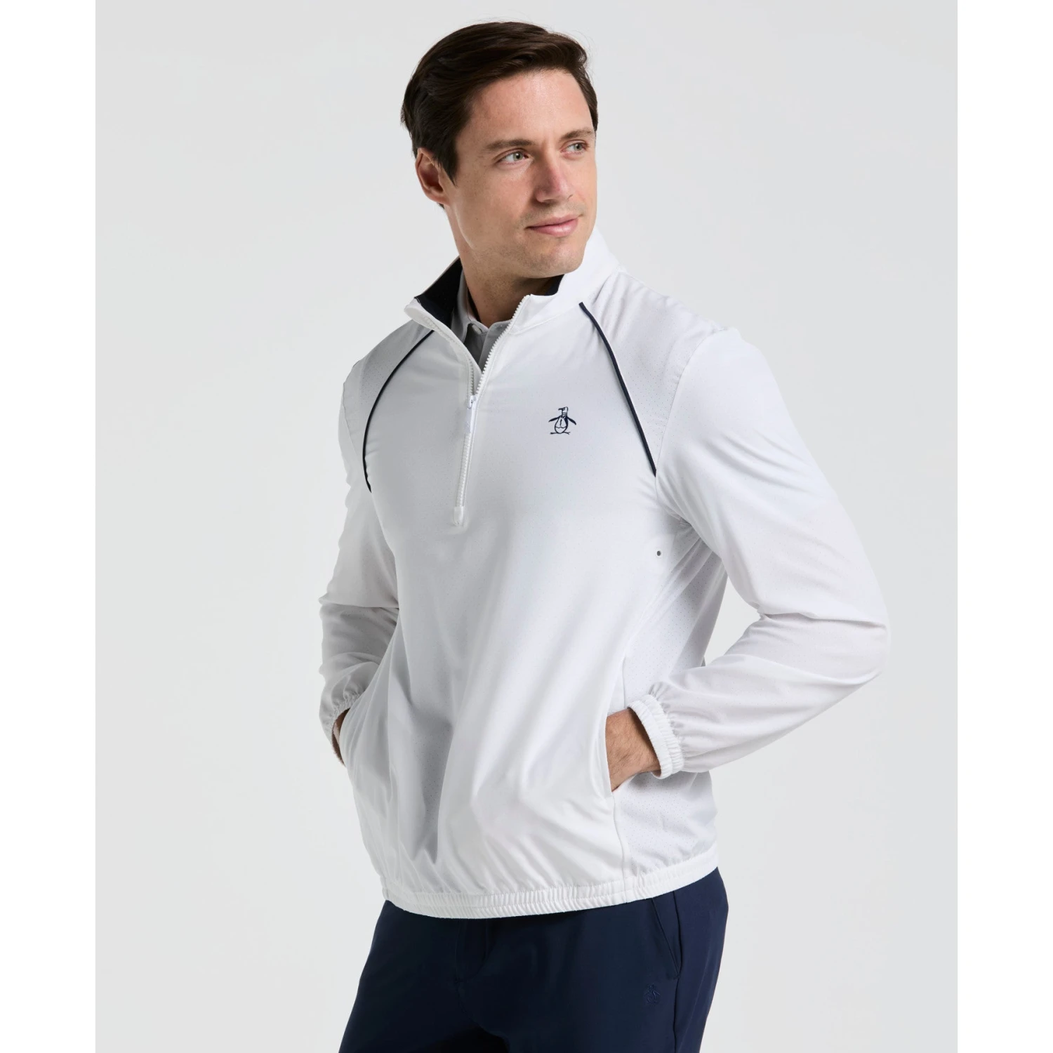 Original Penguin 1/4 Zip Tennis Jacket In Bright White(14 Zip Tennis Jacket White O1wsf002gg 118) 1 Original Penguin 1/4 Zip Tennis Jacket In Bright White(14 Zip Tennis Jacket White O1wsf002gg 118)