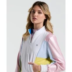 Original Penguin Women's Colour Block Cropped Tennis 1/4 Zip Jacket In Bright White(Womens Colour Block Cropped Tennis 14 Zip Jacket White O1wsf003gg 118) -Original Penguin Outlet O1WSF003 118 alt2