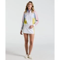 Original Penguin Women's Colour Block Cropped Tennis 1/4 Zip Jacket In Bright White(Womens Colour Block Cropped Tennis 14 Zip Jacket White O1wsf003gg 118) -Original Penguin Outlet O1WSF003 118 alt3