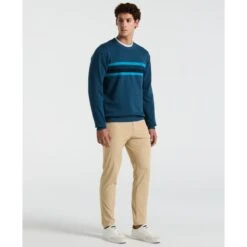 Original Penguin Fleece Chest Stripe Crew Neck Sweater In Blue Wing Teal(Fleece Chest Stripe Crew Neck Sweater Blue Ocks2500gp 415) 7 Original Penguin Fleece Chest Stripe Crew Neck Sweater In Blue Wing Teal(Fleece Chest Stripe Crew Neck Sweater Blue Ocks2500gp 415) -Original Penguin Outlet OCKS2500 415 alt3