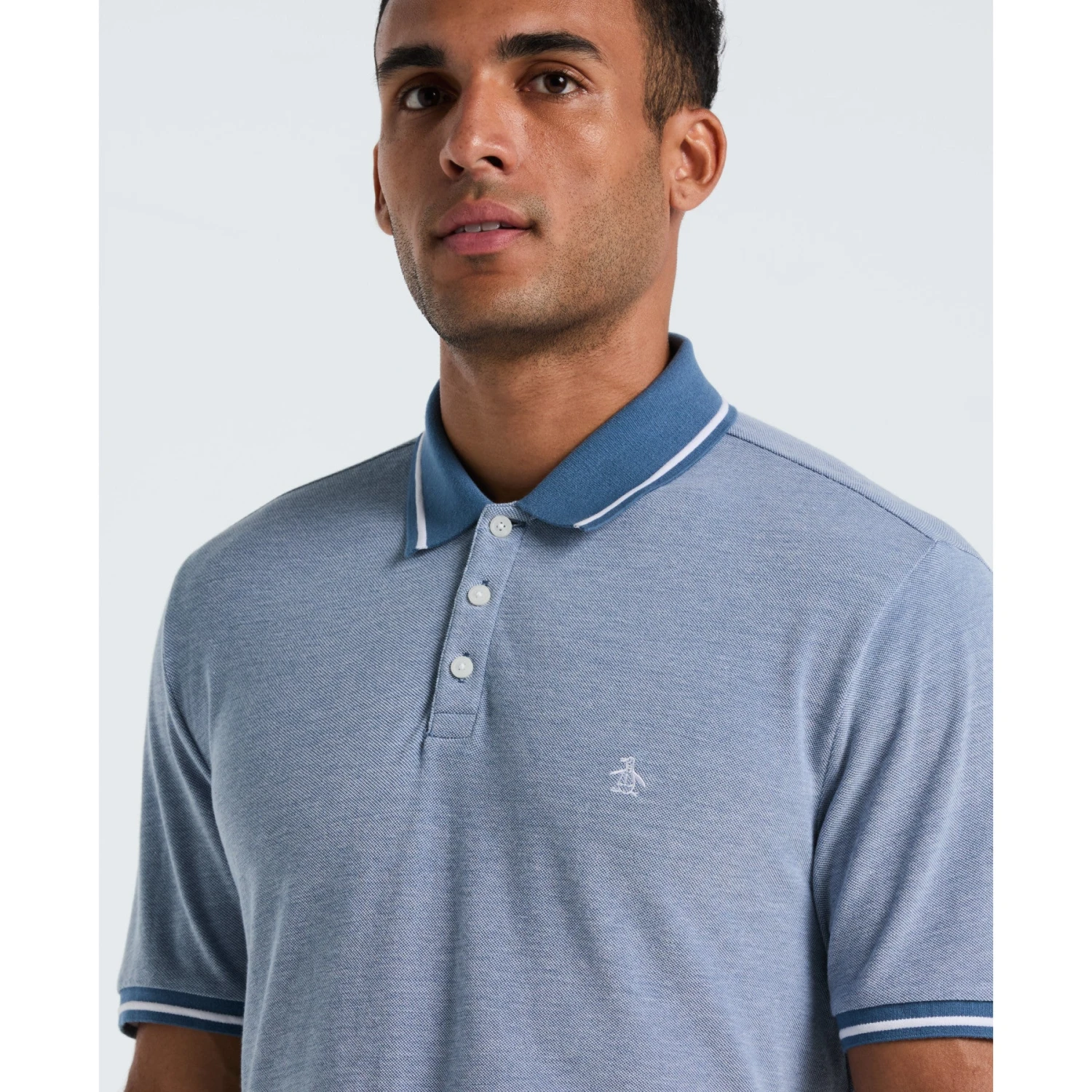 Original Penguin Birdseye Pique Tipped Polo Shirt In Copen Blue(Birdseye Pique Tipped Polo Shirt Blue Ocksb510gp 443) 3 Original Penguin Birdseye Pique Tipped Polo Shirt In Copen Blue(Birdseye Pique Tipped Polo Shirt Blue Ocksb510gp 443) - Image 3