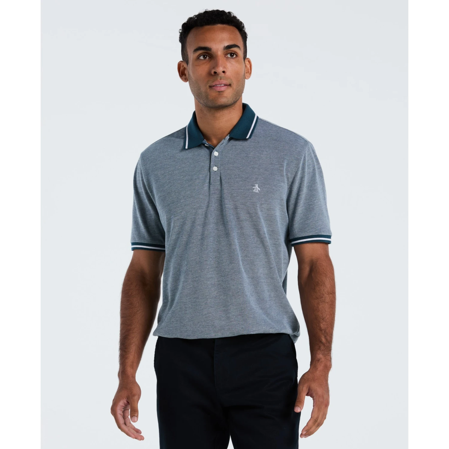 Original Penguin Birdseye Pique Tipped Polo Shirt In Reflecting Pond(Birdseye Pique Tipped Polo Shirt Blue Ocksb510gp 470) 1 Original Penguin Birdseye Pique Tipped Polo Shirt In Reflecting Pond(Birdseye Pique Tipped Polo Shirt Blue Ocksb510gp 470)