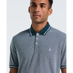 Original Penguin Birdseye Pique Tipped Polo Shirt In Reflecting Pond(Birdseye Pique Tipped Polo Shirt Blue Ocksb510gp 470) 6 Original Penguin Birdseye Pique Tipped Polo Shirt In Reflecting Pond(Birdseye Pique Tipped Polo Shirt Blue Ocksb510gp 470) -Original Penguin Outlet OCKSB510 470 alt2