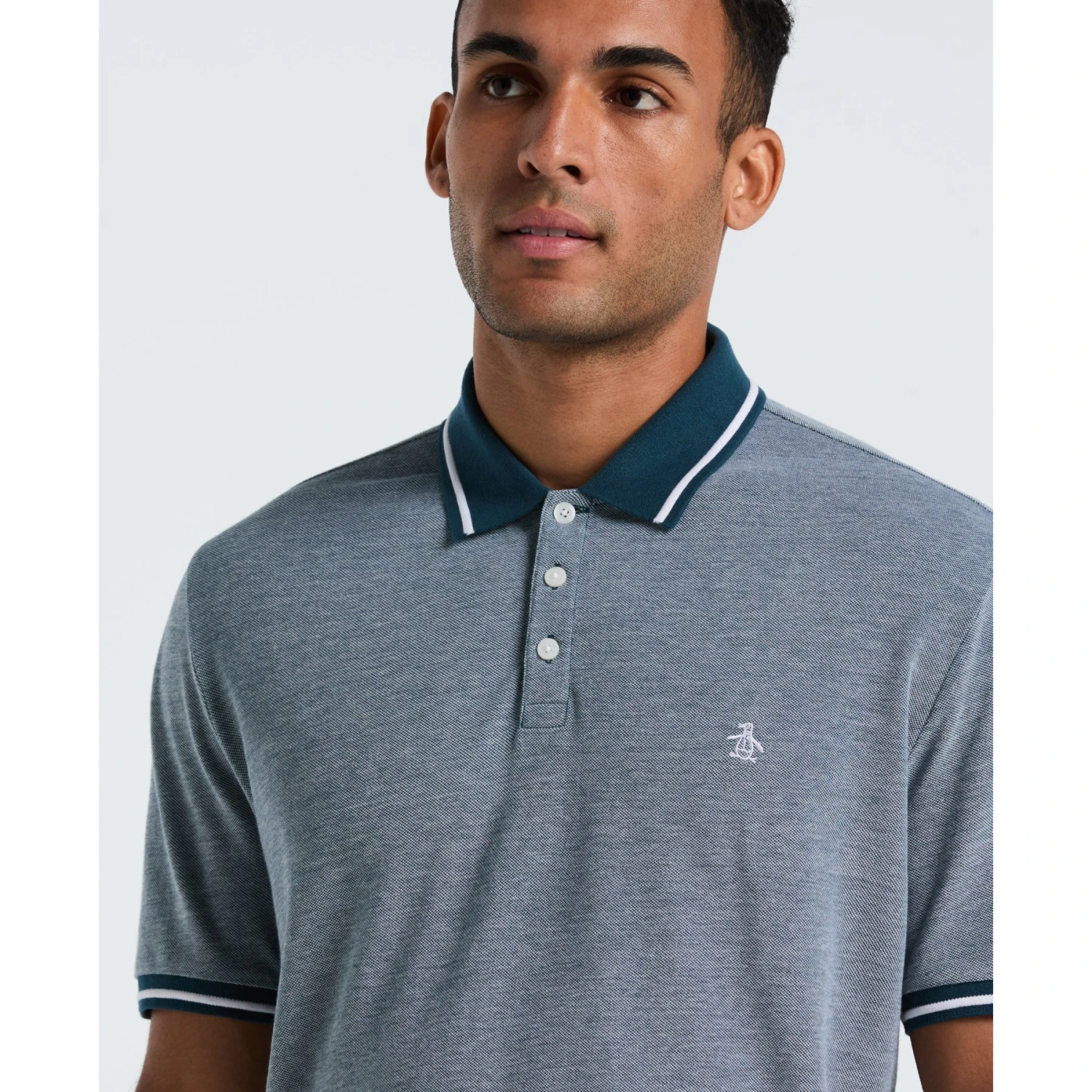 Original Penguin Birdseye Pique Tipped Polo Shirt In Reflecting Pond(Birdseye Pique Tipped Polo Shirt Blue Ocksb510gp 470) 3 Original Penguin Birdseye Pique Tipped Polo Shirt In Reflecting Pond(Birdseye Pique Tipped Polo Shirt Blue Ocksb510gp 470) - Image 3
