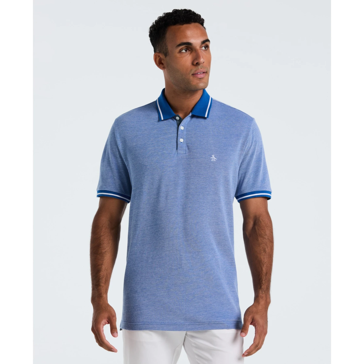 Original Penguin Birdseye Pique Tipped Polo Shirt In Classic Blue(Birdseye Pique Tipped Polo Shirt Blue Ocksb510gp 488)