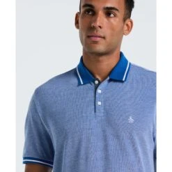 Original Penguin Birdseye Pique Tipped Polo Shirt In Classic Blue(Birdseye Pique Tipped Polo Shirt Blue Ocksb510gp 488) 6 Original Penguin Birdseye Pique Tipped Polo Shirt In Classic Blue(Birdseye Pique Tipped Polo Shirt Blue Ocksb510gp 488) -Original Penguin Outlet OCKSB510 488 alt2