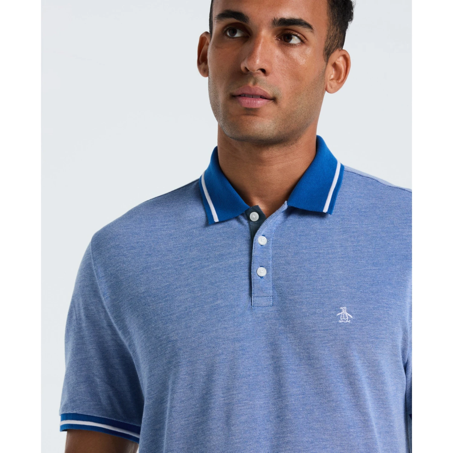 Original Penguin Birdseye Pique Tipped Polo Shirt In Classic Blue(Birdseye Pique Tipped Polo Shirt Blue Ocksb510gp 488) 3 Original Penguin Birdseye Pique Tipped Polo Shirt In Classic Blue(Birdseye Pique Tipped Polo Shirt Blue Ocksb510gp 488) - Image 3