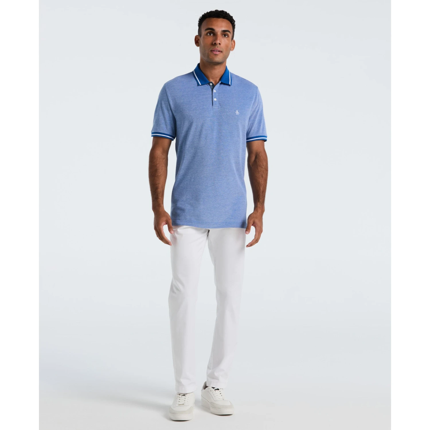 Original Penguin Birdseye Pique Tipped Polo Shirt In Classic Blue(Birdseye Pique Tipped Polo Shirt Blue Ocksb510gp 488) 4 Original Penguin Birdseye Pique Tipped Polo Shirt In Classic Blue(Birdseye Pique Tipped Polo Shirt Blue Ocksb510gp 488) - Image 4