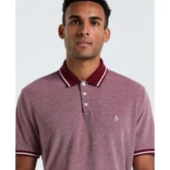 Original Penguin Birdseye Pique Tipped Polo Shirt In Cabernet(Birdseye Pique Tipped Polo Shirt Red Ocksb510gp 605) 6 Original Penguin Birdseye Pique Tipped Polo Shirt In Cabernet(Birdseye Pique Tipped Polo Shirt Red Ocksb510gp 605) -Original Penguin Outlet OCKSB510 605 alt2