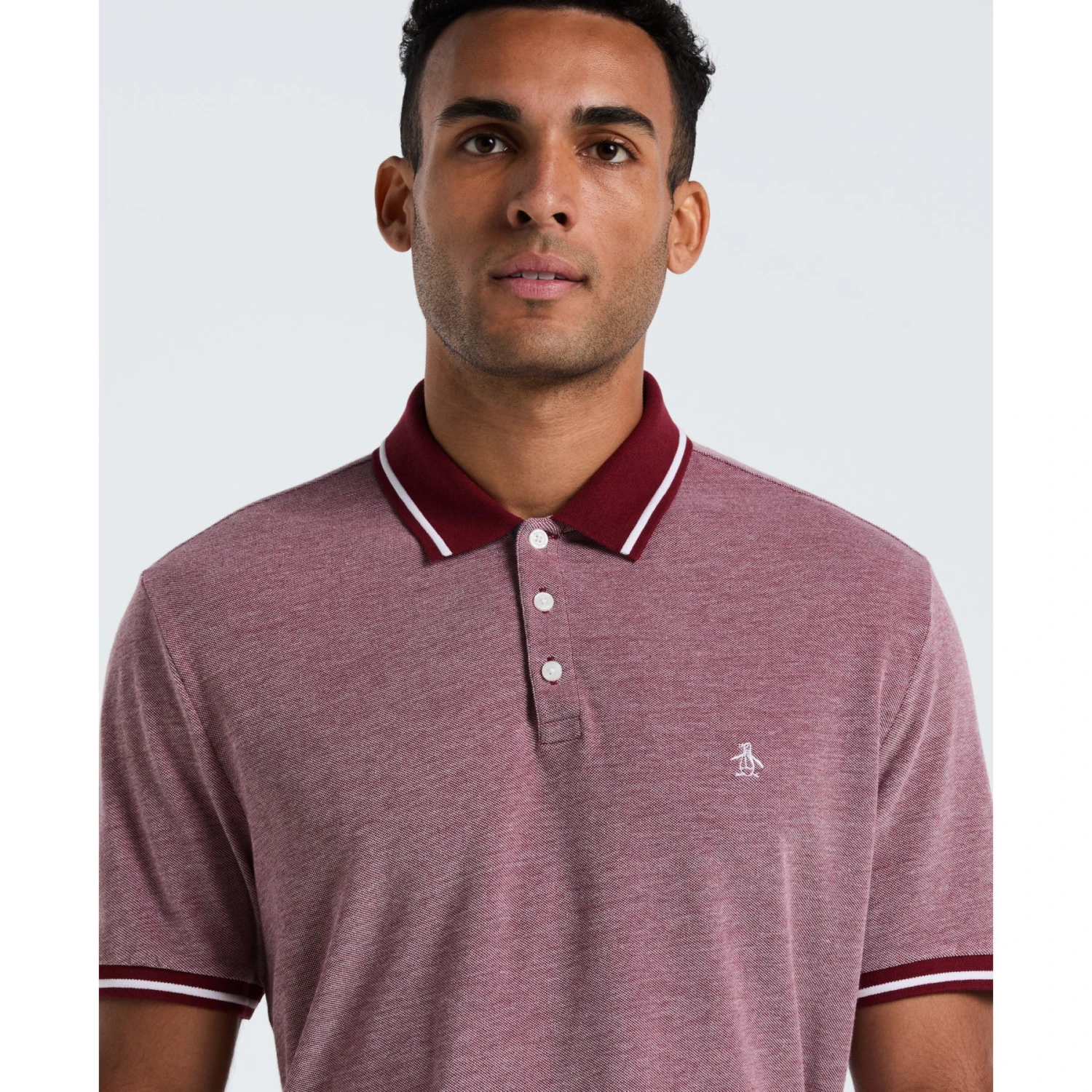Original Penguin Birdseye Pique Tipped Polo Shirt In Cabernet(Birdseye Pique Tipped Polo Shirt Red Ocksb510gp 605) 3 Original Penguin Birdseye Pique Tipped Polo Shirt In Cabernet(Birdseye Pique Tipped Polo Shirt Red Ocksb510gp 605) - Image 3