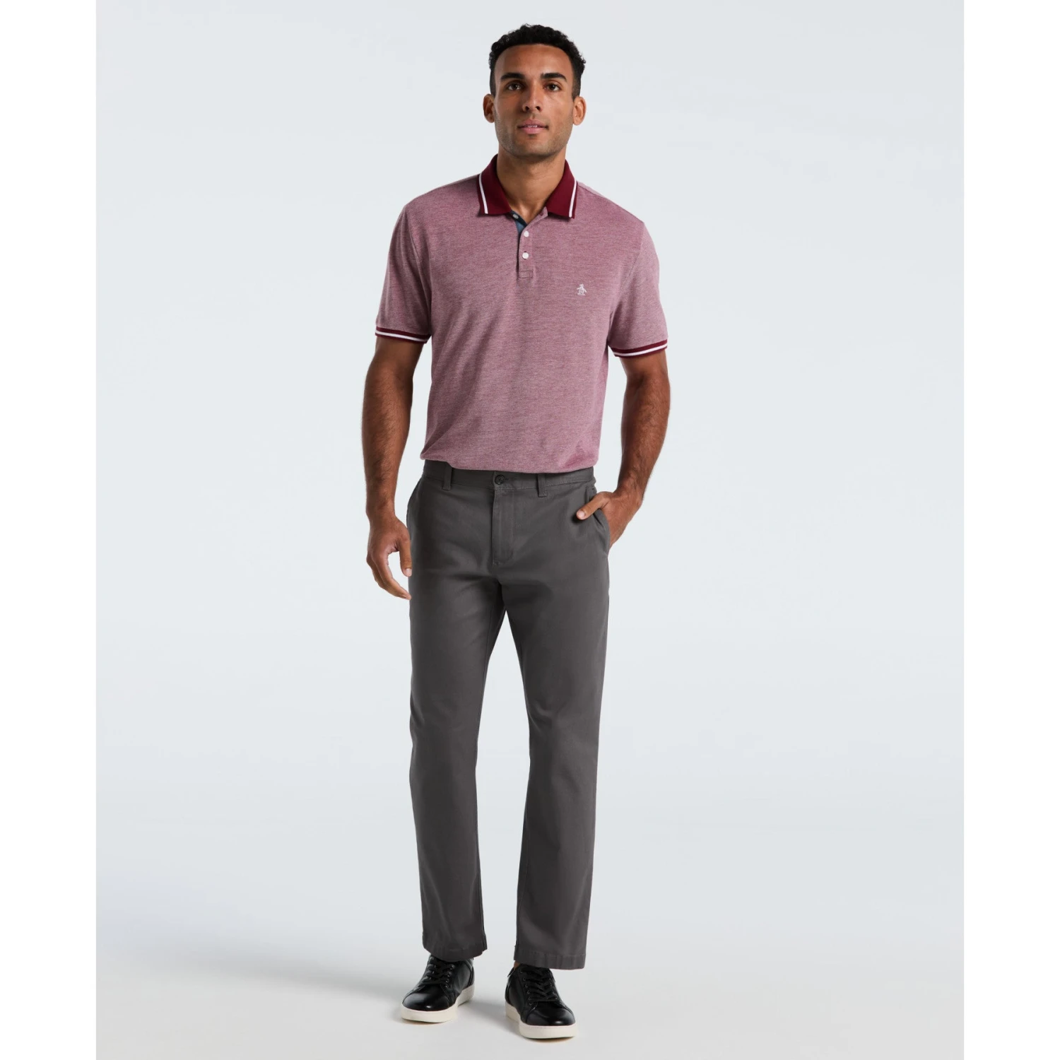 Original Penguin Birdseye Pique Tipped Polo Shirt In Cabernet(Birdseye Pique Tipped Polo Shirt Red Ocksb510gp 605) 4 Original Penguin Birdseye Pique Tipped Polo Shirt In Cabernet(Birdseye Pique Tipped Polo Shirt Red Ocksb510gp 605) - Image 4