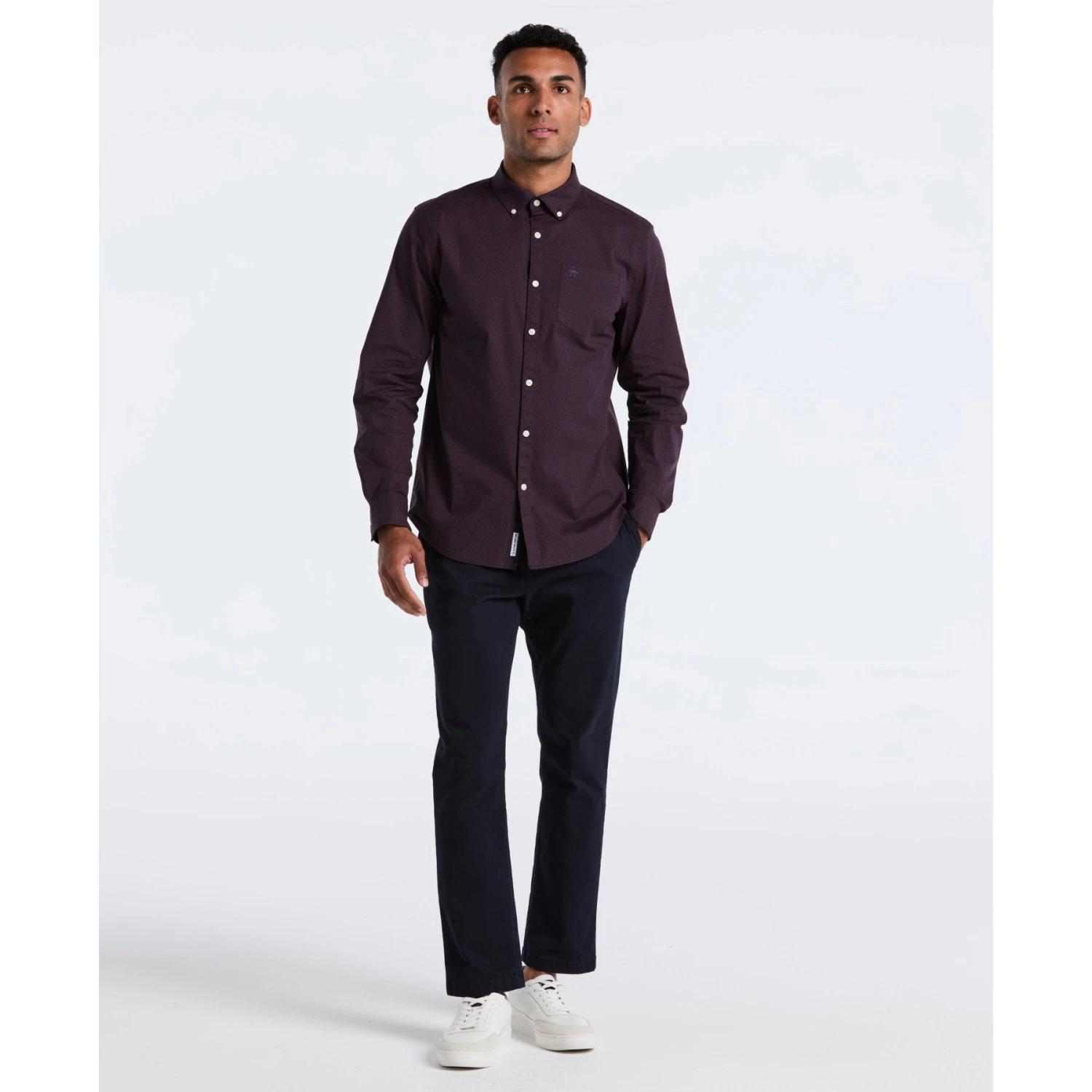 Original Penguin Micro Diamond Print Shirt In Dark Sapphire(Micro Diamond Print Shirt Blue Ocwf2516gp 413) 4 Original Penguin Micro Diamond Print Shirt In Dark Sapphire(Micro Diamond Print Shirt Blue Ocwf2516gp 413) - Image 4