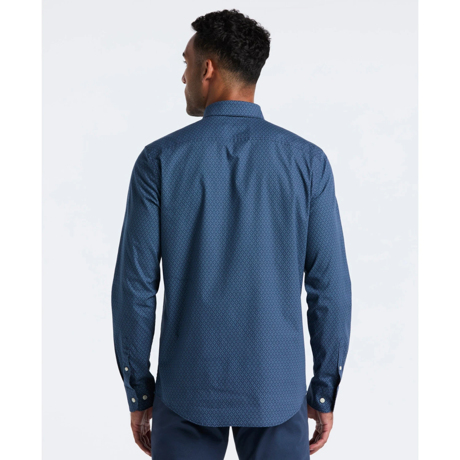 Original Penguin Micro Diamond Print Shirt In Sargasso Sea(Micro Diamond Print Shirt Blue Ocwf2516gp 485) 2 Original Penguin Micro Diamond Print Shirt In Sargasso Sea(Micro Diamond Print Shirt Blue Ocwf2516gp 485) - Image 2