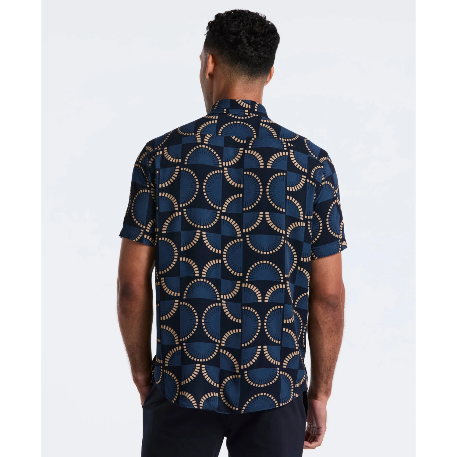 Original Penguin Fan Print Short Sleeve Shirt In Dark Sapphire(Fan Print Short Sleeve Shirt Blue Ocwf2519gp 413) 2 Original Penguin Fan Print Short Sleeve Shirt In Dark Sapphire(Fan Print Short Sleeve Shirt Blue Ocwf2519gp 413) - Image 2
