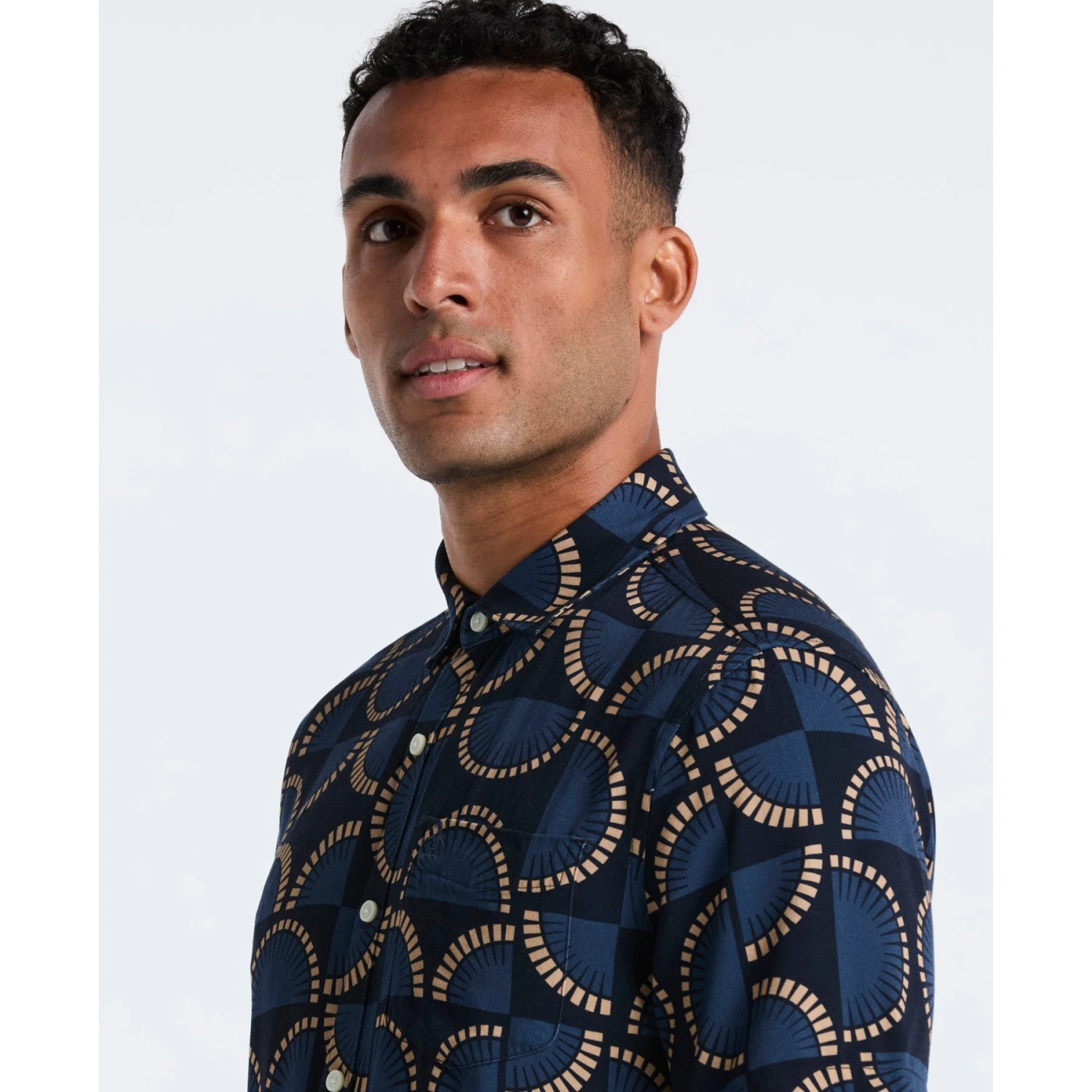 Original Penguin Fan Print Short Sleeve Shirt In Dark Sapphire(Fan Print Short Sleeve Shirt Blue Ocwf2519gp 413) 3 Original Penguin Fan Print Short Sleeve Shirt In Dark Sapphire(Fan Print Short Sleeve Shirt Blue Ocwf2519gp 413) - Image 3