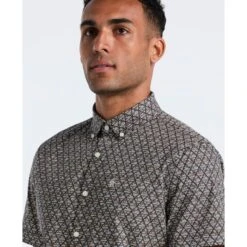 Original Penguin Diamond Geo Print Short Sleeve Shirt In Tigers Eye(Diamond Geo Print Short Sleeve Shirt Brown Ocwf2520gp 218) -Original Penguin Outlet OCWF2520 218 alt2