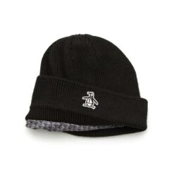 Original Penguin Cuffed Beanie In Caviar(Cuffed Golf Beanie Black Ogafe071gg 001) -Original Penguin Outlet OGAFE071 001 alt3