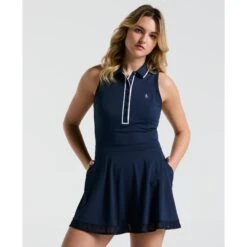 Original Penguin Women's Veronica Sleeveless Dress In Black Iris(Veronica Golf Dress With Shorts Blue Ogdse054gg 417)