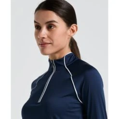 Original Penguin Women's Long Sleeve Top With Sun Protection In Black Iris(Womens Long Sleeve Quarter Zip Tennis Shirt Blue Ogksc098gg 417) 6 Original Penguin Women's Long Sleeve Top With Sun Protection In Black Iris(Womens Long Sleeve Quarter Zip Tennis Shirt Blue Ogksc098gg 417) -Original Penguin Outlet OGKSC098 417 alt2