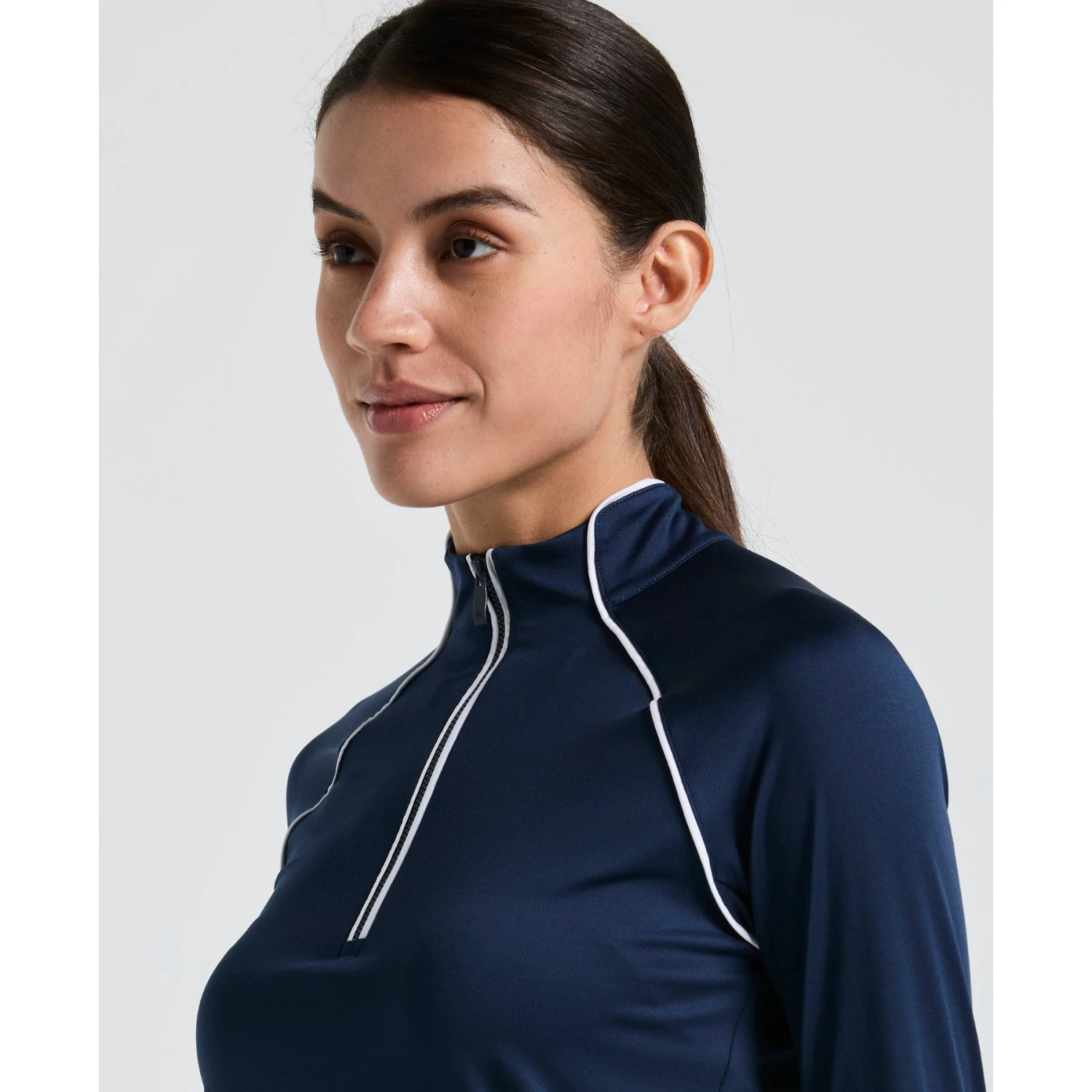 Original Penguin Women's Long Sleeve Top With Sun Protection In Black Iris(Womens Long Sleeve Quarter Zip Tennis Shirt Blue Ogksc098gg 417) 3 Original Penguin Women's Long Sleeve Top With Sun Protection In Black Iris(Womens Long Sleeve Quarter Zip Tennis Shirt Blue Ogksc098gg 417) - Image 3