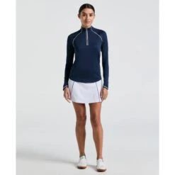 Original Penguin Women's Long Sleeve Top With Sun Protection In Black Iris(Womens Long Sleeve Quarter Zip Tennis Shirt Blue Ogksc098gg 417) 7 Original Penguin Women's Long Sleeve Top With Sun Protection In Black Iris(Womens Long Sleeve Quarter Zip Tennis Shirt Blue Ogksc098gg 417) -Original Penguin Outlet OGKSC098 417 alt3