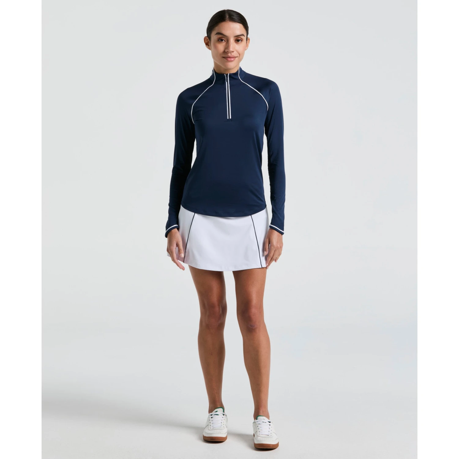 Original Penguin Women's Long Sleeve Top With Sun Protection In Black Iris(Womens Long Sleeve Quarter Zip Tennis Shirt Blue Ogksc098gg 417) 4 Original Penguin Women's Long Sleeve Top With Sun Protection In Black Iris(Womens Long Sleeve Quarter Zip Tennis Shirt Blue Ogksc098gg 417) - Image 4