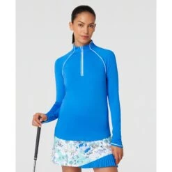 Original Penguin Women's Long Sleeve Top With Sun Protection In French Blue(Womens Long Sleeve Top With Sun Protection Blue Ogksc098gg 478)