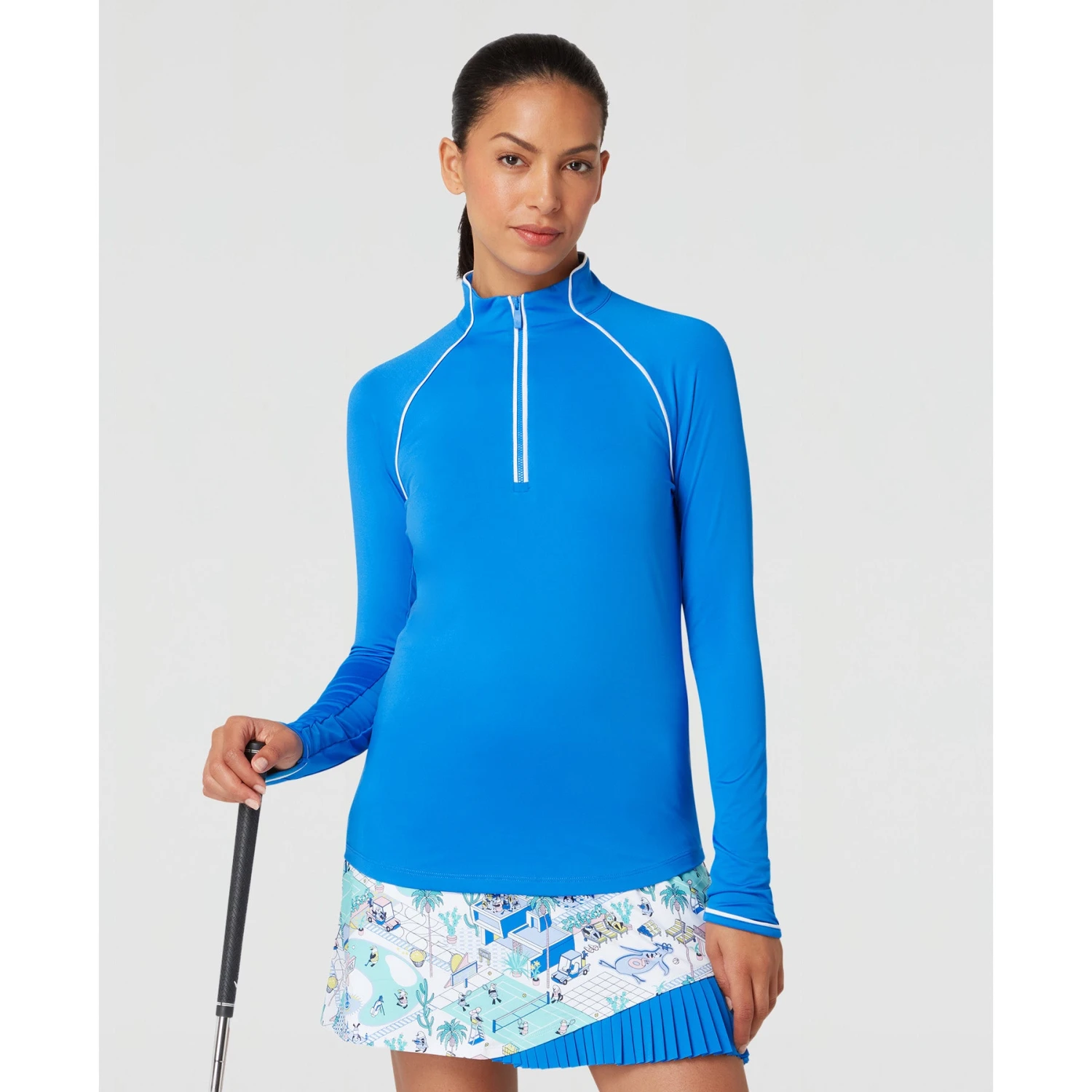 Original Penguin Women's Long Sleeve Top With Sun Protection In French Blue(Womens Long Sleeve Top With Sun Protection Blue Ogksc098gg 478) 1 Original Penguin Women's Long Sleeve Top With Sun Protection In French Blue(Womens Long Sleeve Top With Sun Protection Blue Ogksc098gg 478)