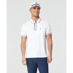 Original Penguin Technical Earl Short Sleeve Golf Polo Shirt In Bright White(Technical Earl Golf Polo White Ogkse002gg 118)