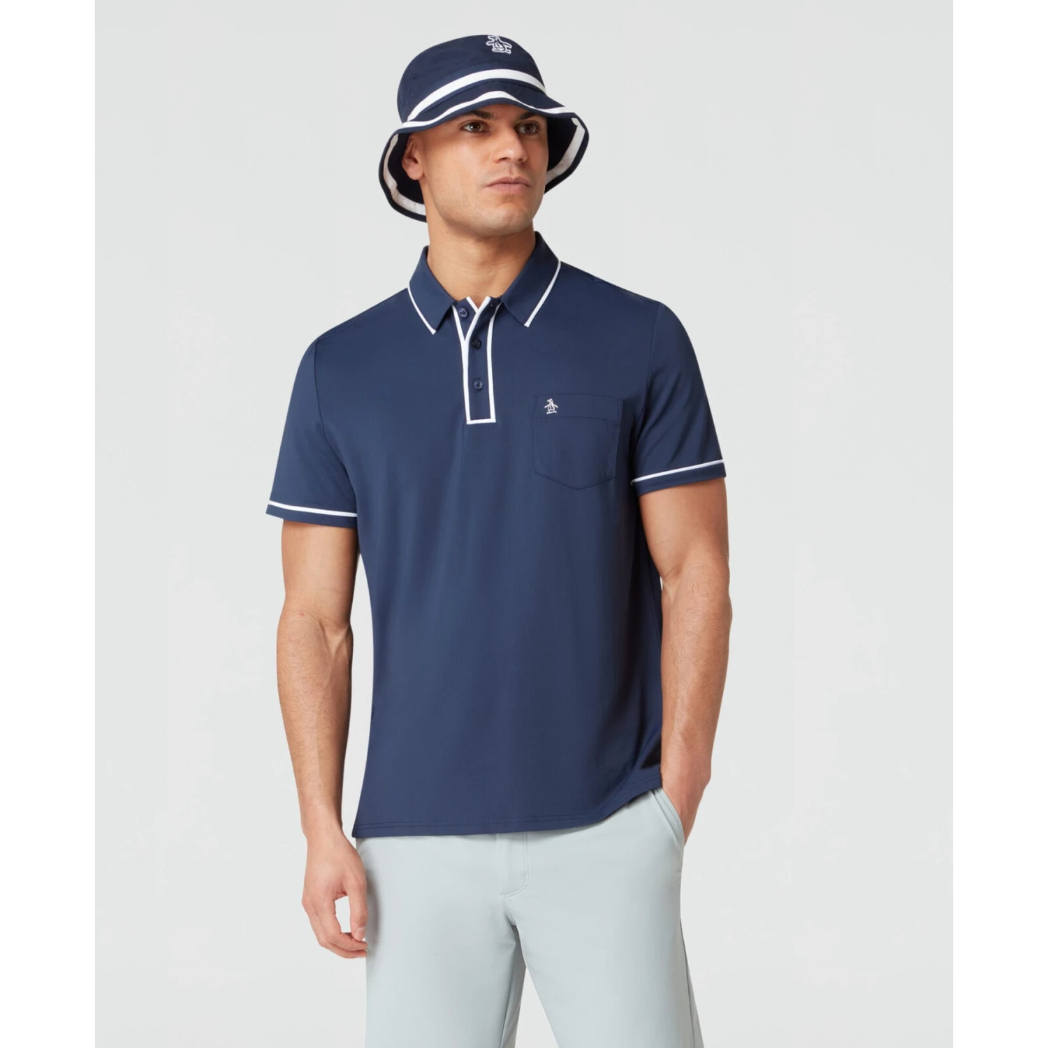 Original Penguin Technical Earl Short Sleeve Golf Polo Shirt In Black Iris(Technical Earl Golf Polo Blue Ogkse002gg 417) 1 Original Penguin Technical Earl Short Sleeve Golf Polo Shirt In Black Iris(Technical Earl Golf Polo Blue Ogkse002gg 417)
