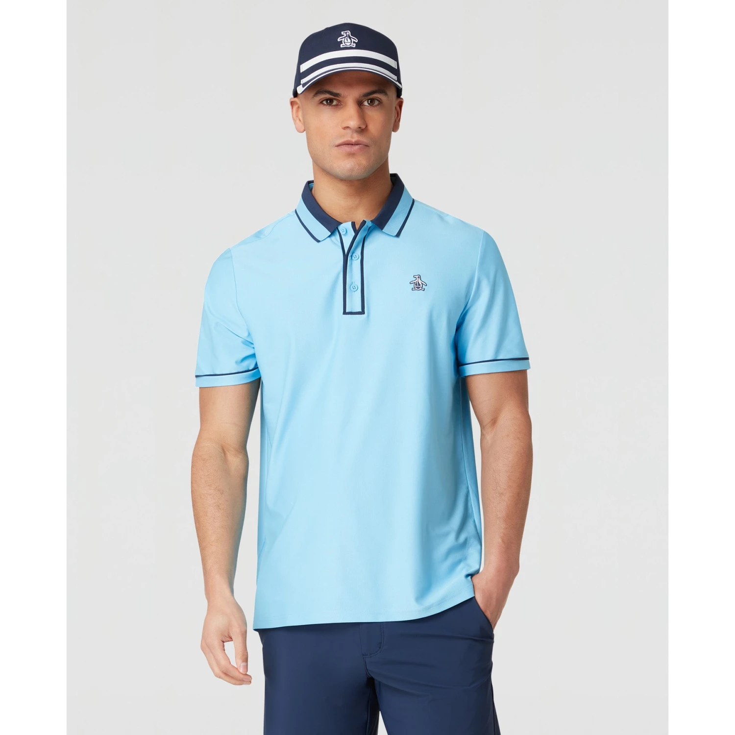 Original Penguin Ribbed Earl Blocked Golf Polo Shirt In Blue Grotto(Ribbed Earl Blocked Golf Polo Shirt Blue Ogksf016gg 457) 1 Original Penguin Ribbed Earl Blocked Golf Polo Shirt In Blue Grotto(Ribbed Earl Blocked Golf Polo Shirt Blue Ogksf016gg 457)