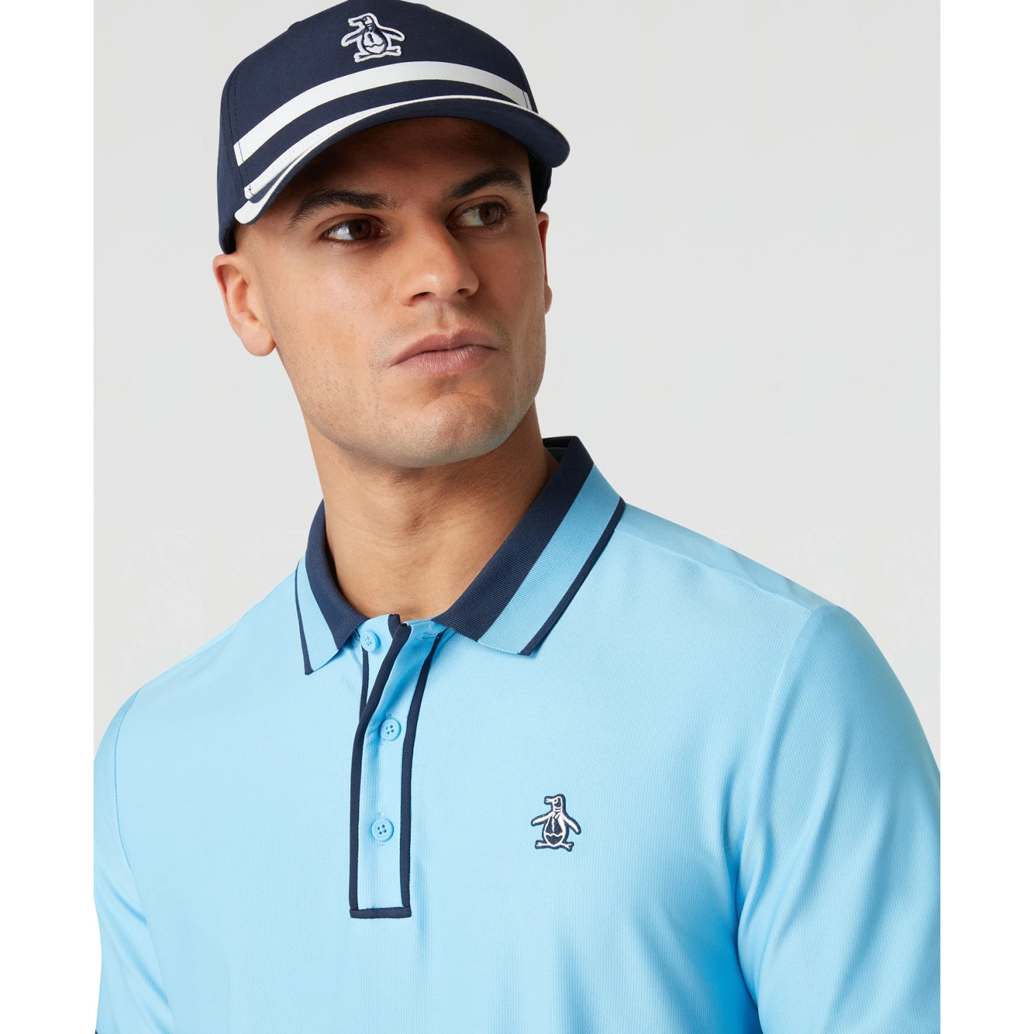 Original Penguin Ribbed Earl Blocked Golf Polo Shirt In Blue Grotto(Ribbed Earl Blocked Golf Polo Shirt Blue Ogksf016gg 457) 3 Original Penguin Ribbed Earl Blocked Golf Polo Shirt In Blue Grotto(Ribbed Earl Blocked Golf Polo Shirt Blue Ogksf016gg 457) - Image 3