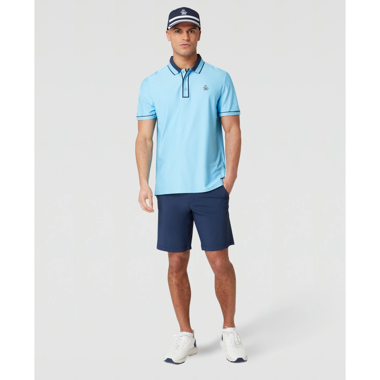 Original Penguin Ribbed Earl Blocked Golf Polo Shirt In Blue Grotto(Ribbed Earl Blocked Golf Polo Shirt Blue Ogksf016gg 457) 4 Original Penguin Ribbed Earl Blocked Golf Polo Shirt In Blue Grotto(Ribbed Earl Blocked Golf Polo Shirt Blue Ogksf016gg 457) - Image 4