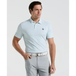 Original Penguin All Over Lifesaver Print Golf Polo Shirt In Bright White(All Over Lifesaver Print Golf Polo Shirt White Ogksf018gg 118)