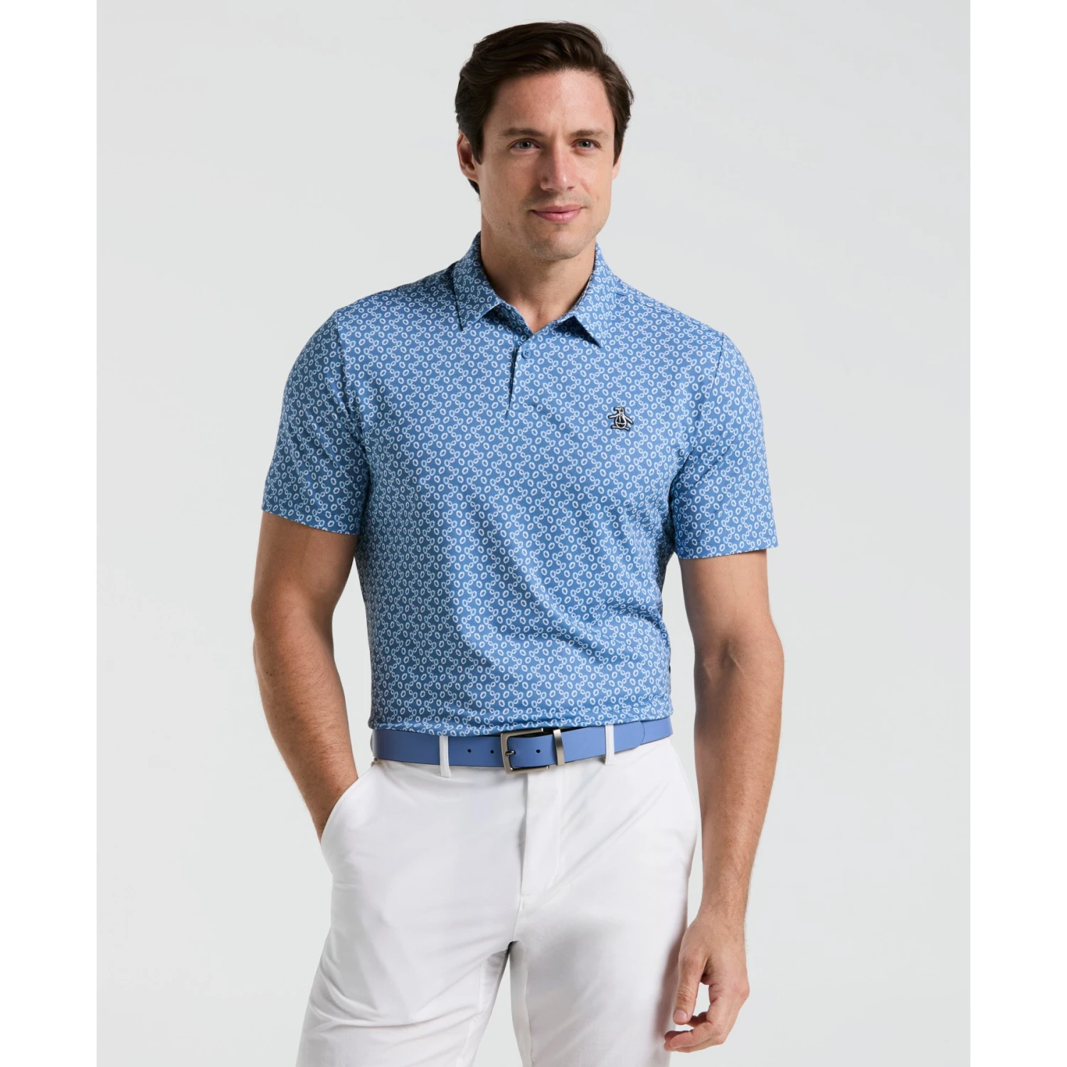 Original Penguin All Over Lifesaver Print Golf Polo Shirt In Quiet Harbour(All Over Lifesaver Print Golf Polo Shirt Blue Ogksf018gg 453) 1 Original Penguin All Over Lifesaver Print Golf Polo Shirt In Quiet Harbour(All Over Lifesaver Print Golf Polo Shirt Blue Ogksf018gg 453)
