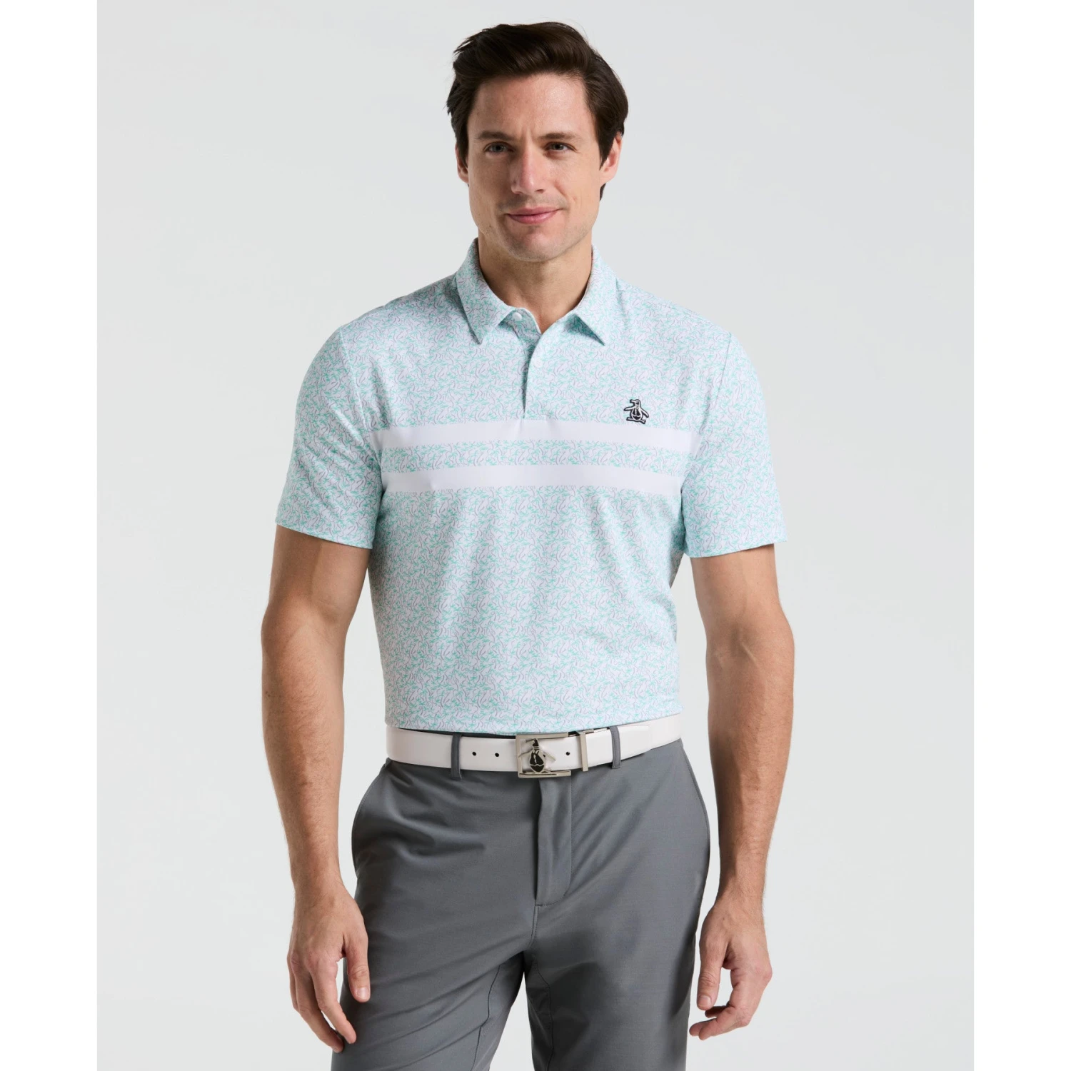 Original Penguin Engineered Novelty Stripe Printed Golf Polo Shirt In Bright White(Engineered Novelty Stripe Printed Golf Polo Shirt White Ogksf019gg 118) 1 Original Penguin Engineered Novelty Stripe Printed Golf Polo Shirt In Bright White(Engineered Novelty Stripe Printed Golf Polo Shirt White Ogksf019gg 118)