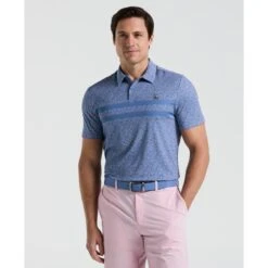 Original Penguin Engineered Novelty Stripe Printed Golf Polo Shirt In Quiet Harbour(Engineered Novelty Stripe Printed Golf Polo Shirt Blue Ogksf019gg 453)