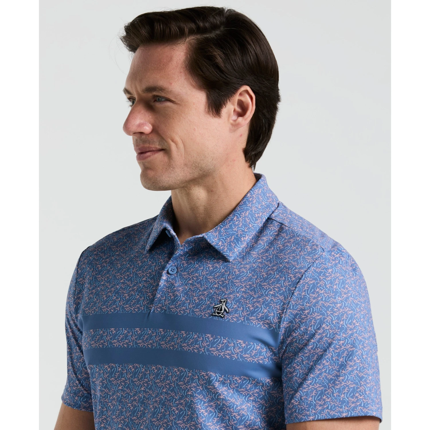 Original Penguin Engineered Novelty Stripe Printed Golf Polo Shirt In Quiet Harbour(Engineered Novelty Stripe Printed Golf Polo Shirt Blue Ogksf019gg 453) 3 Original Penguin Engineered Novelty Stripe Printed Golf Polo Shirt In Quiet Harbour(Engineered Novelty Stripe Printed Golf Polo Shirt Blue Ogksf019gg 453) - Image 3