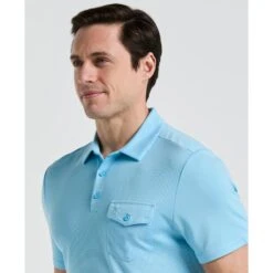 Original Penguin Pete's Fine Line Golf Polo Shirt In Blue Grotto(Petes Fine Line Golf Polo Shirt Blue Ogksf024gg 457) -Original Penguin Outlet OGKSF024 457 alt2