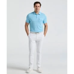 Original Penguin Pete's Fine Line Golf Polo Shirt In Blue Grotto(Petes Fine Line Golf Polo Shirt Blue Ogksf024gg 457) -Original Penguin Outlet OGKSF024 457 alt3