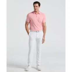 Original Penguin Pete's Fine Line Golf Polo Shirt In Murex Shell(Petes Fine Line Golf Polo Shirt Pink Ogksf024gg 680) -Original Penguin Outlet OGKSF024 680 alt3